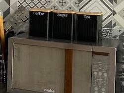 Microwave and shelf